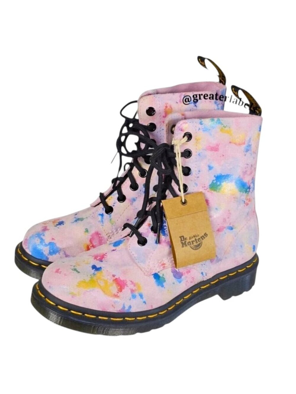 NWT Dr. Martens 1460 Pascal Confetti Lace Up Moto Boot Size 7 RARE NWD
